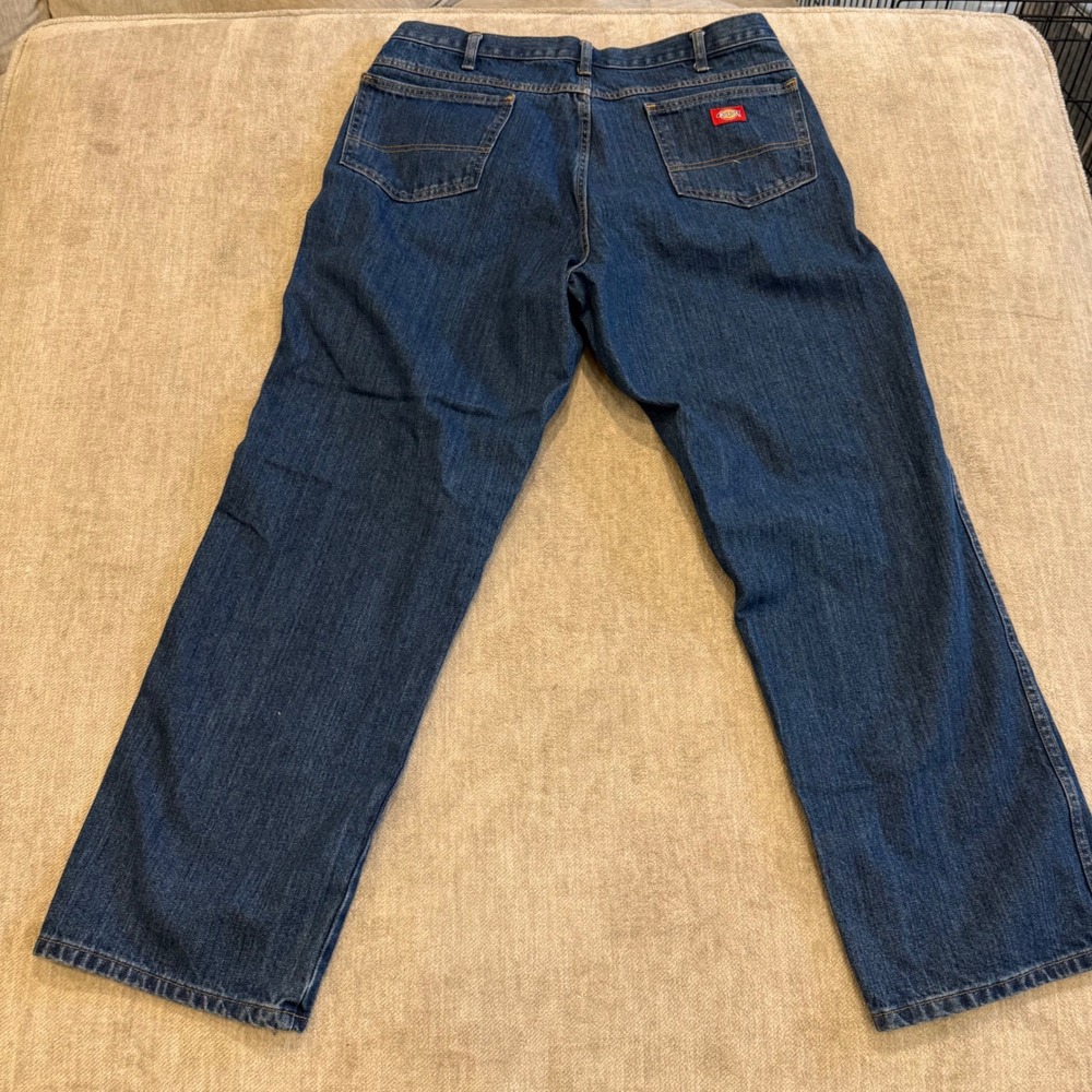 Dickies Mens Jeans 38x32 Dark Wash Straight Leg Cotton Work Pants - Picture 2 of 8